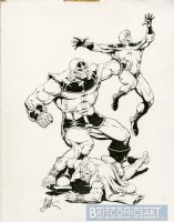 Thanos vs Captain Marvel, and Adam Warlock by Jim Starlin Comic Art